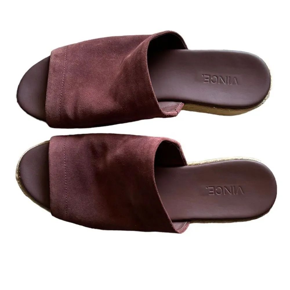 Vince Suede Solana Platform Espadrille Wine Red Sandal Size 7.5